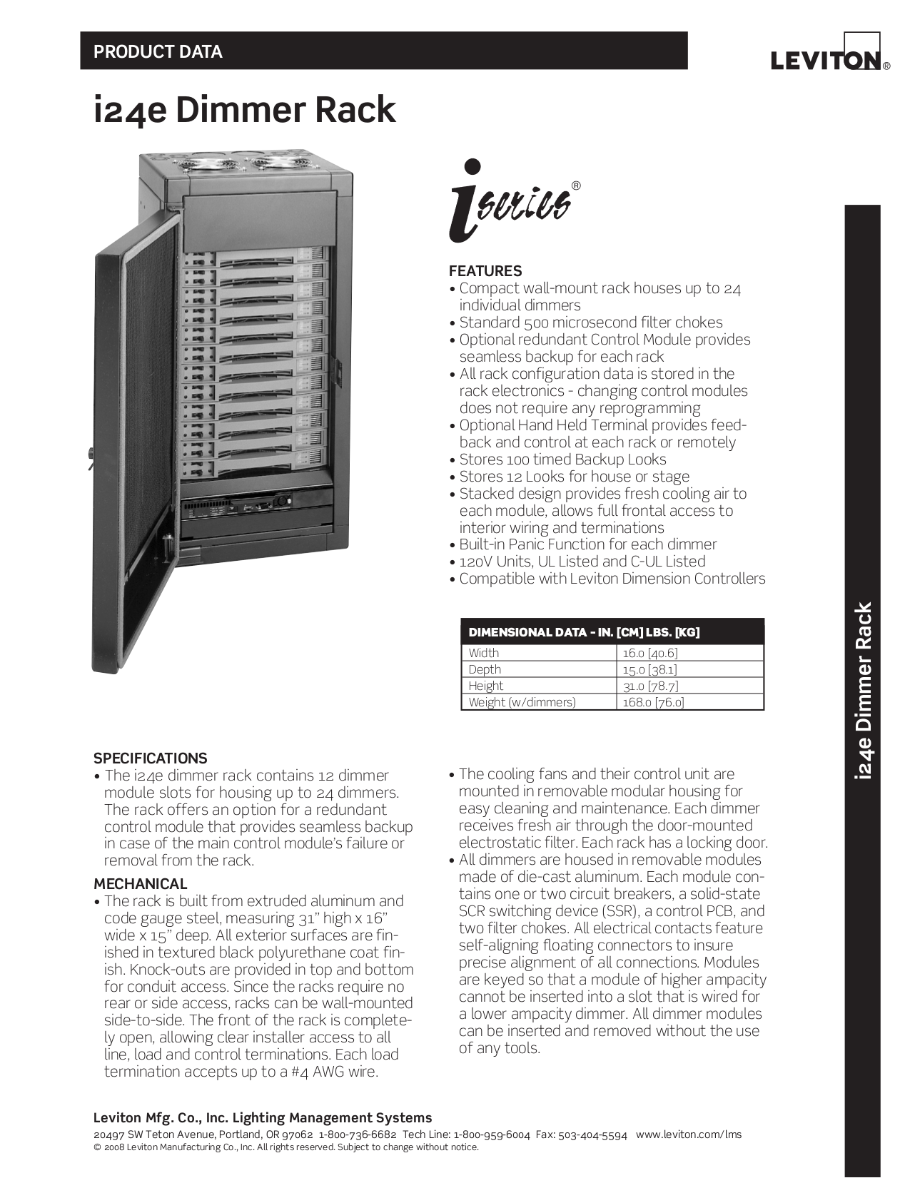Download free pdf for Leviton Topaz 24 Dimmer Racks Other manual